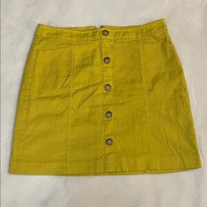 Yellow Button-Front Women's Skirt Sz 8